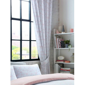 Metro Prism Triangle Lined 72'' Curtains - Blush / Grey
