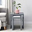 Metro Square High Gloss Set Of 2 Nesting Tables In Grey