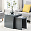 Metro Square High Gloss Set Of 2 Nesting Tables In Grey