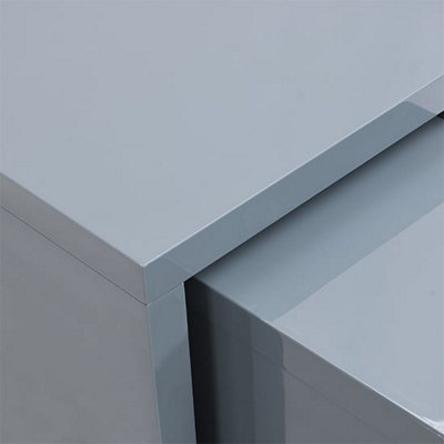 Metro Square High Gloss Set Of 2 Nesting Tables In Grey