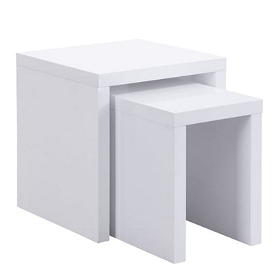 Metro Square High Gloss Set Of 2 Nesting Tables In White