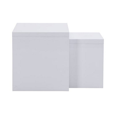 Metro Square High Gloss Set Of 2 Nesting Tables In White