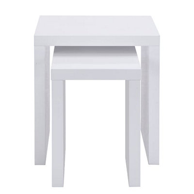 Metro Square High Gloss Set Of 2 Nesting Tables In White