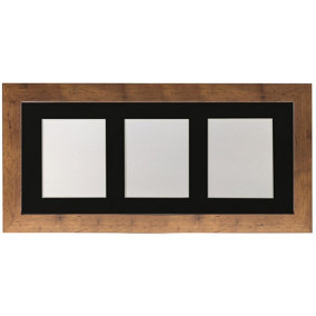 Metro Vintage Wood Frame with Black Mount for 3 Image Sizes 7 x 5 Inch
