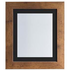 Metro Vintage Wood Frame with Black Mount for Image Size 10 x 4 Inch