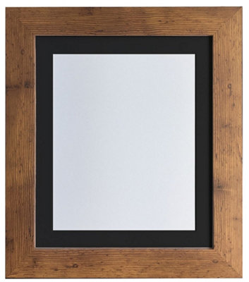 Metro Vintage Wood Frame with Black Mount for Image Size 12 x 8 Inch