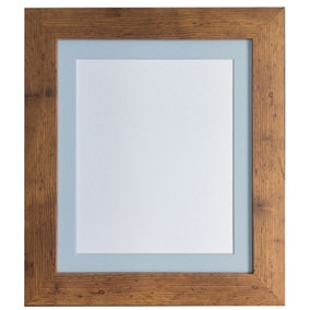 Metro Vintage Wood Frame with Blue Mount for Image Size 10 x 4 Inch