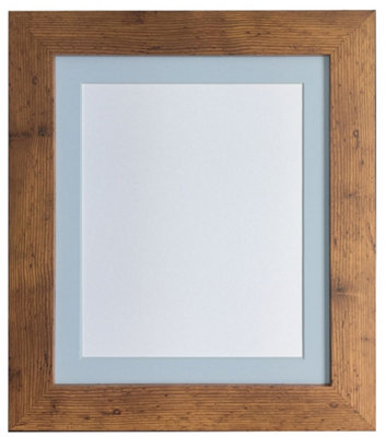 Metro Vintage Wood Frame with Blue Mount for Image Size 30 x 20 Inch