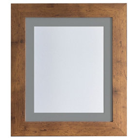 Metro Vintage Wood Frame with Dark Grey Mount A2 Image Size A3