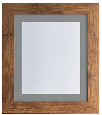 Metro Vintage Wood Frame with Dark Grey Mount for Image Size 14 x 8 Inch