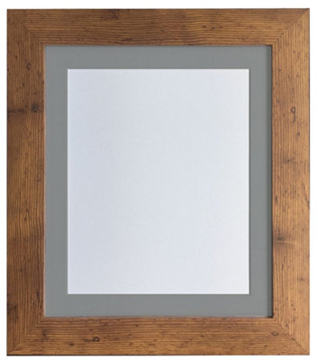 Metro Vintage Wood Frame with Dark Grey Mount for Image Size 24 x 20 Inch