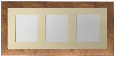 Metro Vintage Wood Frame with Ivory Mount for 3 Image Sizes 7 x 5 Inch