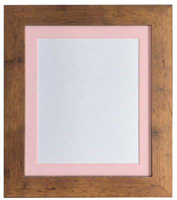 Metro Vintage Wood Frame with Pink Mount for Image Size 12 x 8 Inch