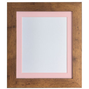 Metro Vintage Wood Frame with Pink Mount for Image Size 16 x 12 Inch