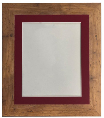 Metro Vintage Wood Frame with Red Mount 30 x 40CM Image Size 12 x 10 Inch