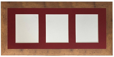 Metro Vintage Wood Frame with Red Mount for 3 Image Sizes 7 x 5 Inch
