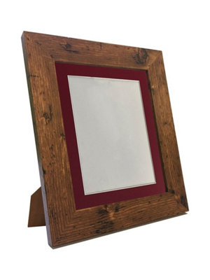 Metro Vintage Wood Frame with Red Mount for Image Size A4