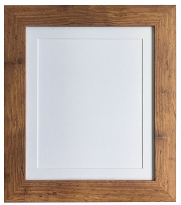 Metro Vintage Wood Frame with White Mount A3 Image Size A4