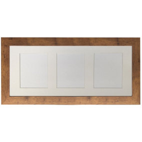 Metro Vintage Wood Frame with White Mount for 3 Image Sizes 7 x 5 Inch