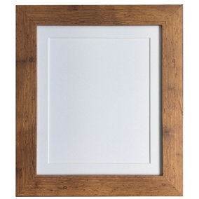 Metro Vintage Wood Frame with White Mount for Image Size 12 x 8 Inch