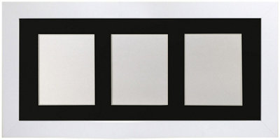 Metro White Frame with Black Mount for 3 Image Sizes 7 x 5 Inch