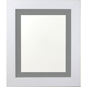 Metro White Frame with Dark Grey Mount for Image Size 14 x 8 Inch