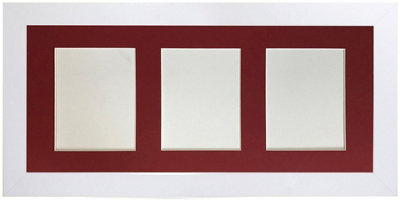 Metro White Frame with Red Mount for 3 Image Sizes 7 x 5 Inch