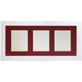 Metro White Frame with Red Mount for 3 Image Sizes 7 x 5 Inch