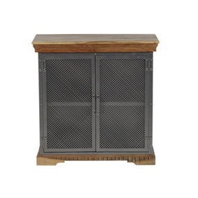 Metropolis Industrial Sideboard - Metal/Acacia Solid Wood - L45 x W85 x H85 cm