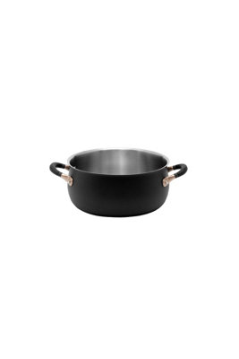 Meyer Accent Black Round Stainless Steel Induction Suitable Non-Stick Casserole Pan 24cm