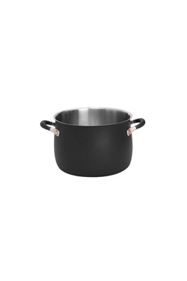 Meyer Accent Black Round Stainless Steel Induction Suitable Stockpot with Handles 24cm