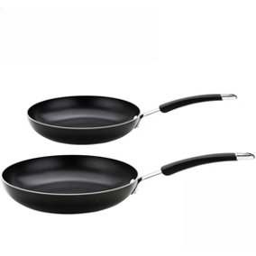 Meyer Induction Sets Black Round Aluminium Dishwasher Safe Frying Pan Set 20 & 28 cm Twin Pack