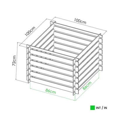 Mezzito Wooden Garden Compost Bin 3 x 3 - 3