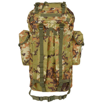 Sac à Dos Tactique MFH Assault II, Sangles Ressorts, Motif Vegetato Woodland Camo