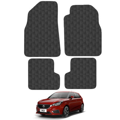 MG 3 2011-Onwards Car Floor Mats Rubber Tailored Fit 4pcs Set Heavy-Duty Black