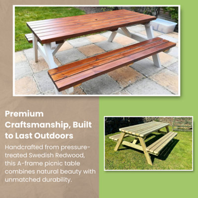 MG Timber Products - Heavy Duty Wooden Picnic Table / Bench, 6FT Pub Bench