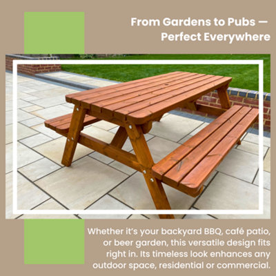 MG Timber Products - Heavy Duty Wooden Picnic Table / Bench, 6FT Pub Bench