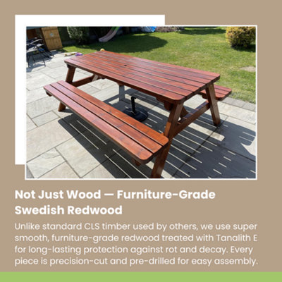 MG Timber Products - Heavy Duty Wooden Picnic Table / Bench, 6FT Pub Bench