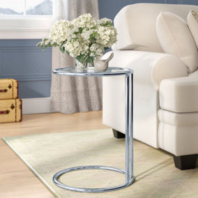Mia Round Side Table, Chrome/Clear