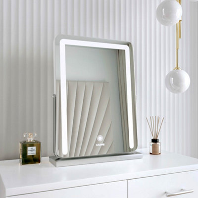 Mia Silver Frameless Touch Sensor LED Mirror With Lights