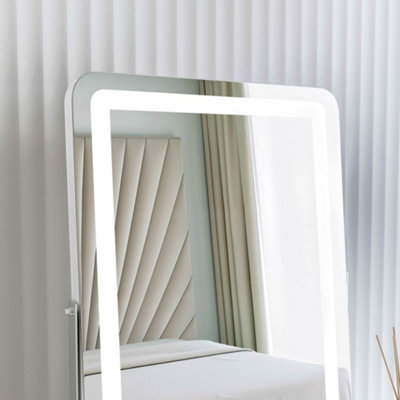 Mia Silver Frameless Touch Sensor LED Mirror With Lights