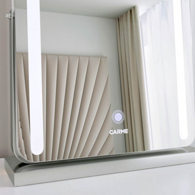 Mia Silver Frameless Touch Sensor LED Mirror With Lights
