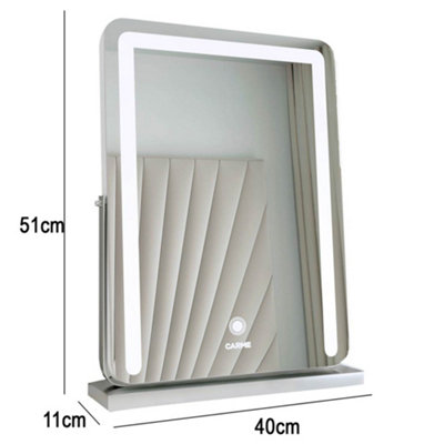 Mia Silver Frameless Touch Sensor LED Mirror With Lights