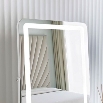 Mia White Frameless Touch Sensor LED Light Mirror