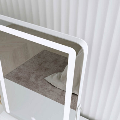 Mia White Frameless Touch Sensor LED Light Mirror