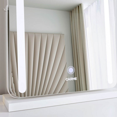 Mia White Frameless Touch Sensor LED Light Mirror
