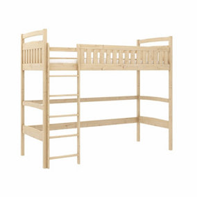 Mia Wooden Loft Bed with Bonnell Mattress in Pine W1980mm x H1740mm x D970mm