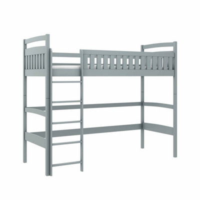 Mia Wooden Loft Bed with no Mattress in Grey W1980mm x H1740mm x D970mm