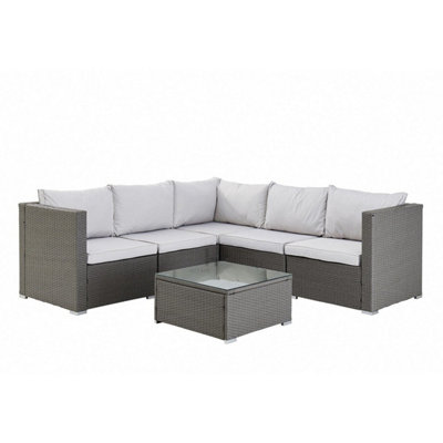 Miami Corner Rattan Sofa Set Outdoor Garden Furniture With Cover, Dark