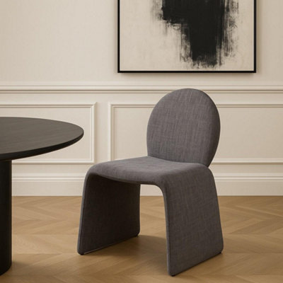 Miami Dining Chair Grey Soft-Touch Fabric Seat Fully Upholstered Arched ...